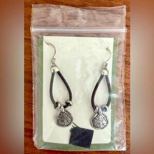 Silpada Prairie Girl Brown Leather Earrings
